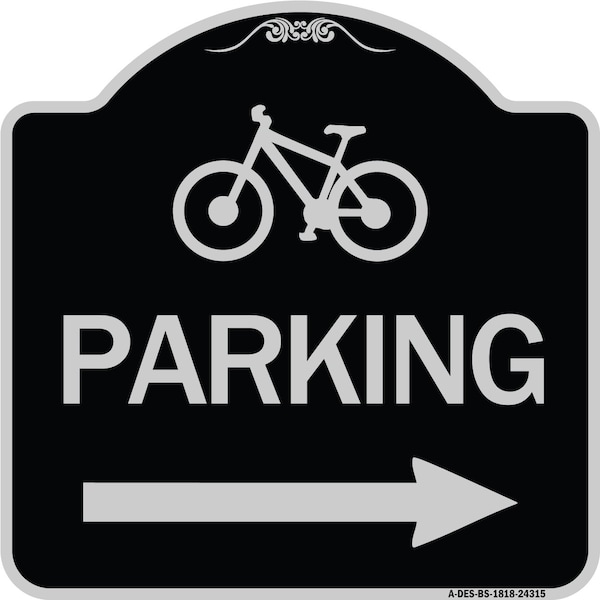 Signmission Bicycle Symbol Parking Right Arrow Heavy-Gauge Aluminum Architectural Sign, 18" x 18", BS-1818-24315 A-DES-BS-1818-24315 - main